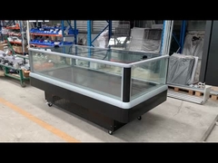 Freezer de caixa do supermercado com porta de vidro de deslizamento superior e uma janela de vidro ultra-grande para exibição