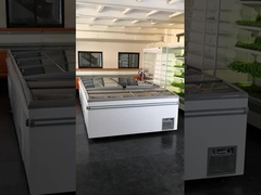 Frigorífico de caixa do supermercado com sistema de refrigeração estático e porta de vidro deslizante