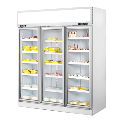 Congelador comercial vertical com triplicar-se Frameless a porta de vidro vitrificada