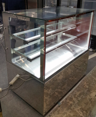Refrigerador de Front Straight Glass Cake Showcase com a prateleira 2 de vidro superior