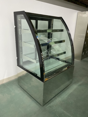 Refrigerador conveniente da exposição da padaria da loja com as prateleiras de vidro triplas