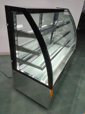 Refrigerador de Front Curved Cake Display Cabinet com vidro moderado