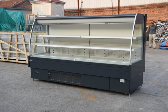 As prateleiras ajustáveis abrem o refrigerador do especialista das técnicas mercantís elétrico com luzes do diodo emissor de luz