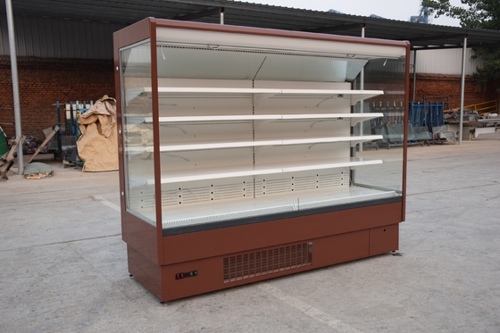 Obstrua em uns armários de exposição refrigerados abertos do compressor para a loja