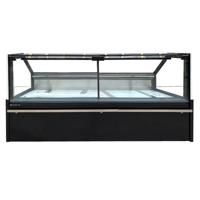 As vitrines de carne refrigeradas têm interiores de aço inoxidável