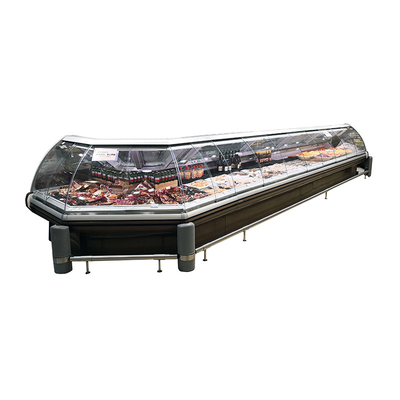 Contador de exibição refrigerado com porta de vidro curva frontal para operações de serviço
