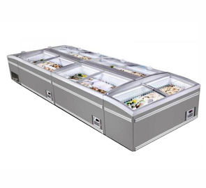 Refrigerador mais fresco dos divisores completos das cestas com as portas de vidro de deslizamento