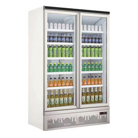 As portas de vidro dobro da bebida apresentam o refrigerador com as prateleiras 5PCS