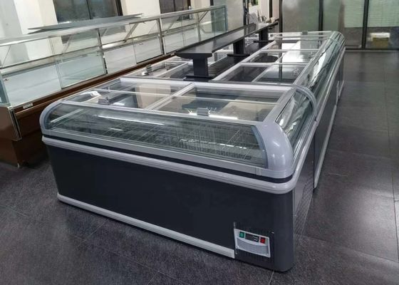 Deslizando o baixo-e congelador de vidro da exposição do supermercado da porta (parte traseira dianteira)
