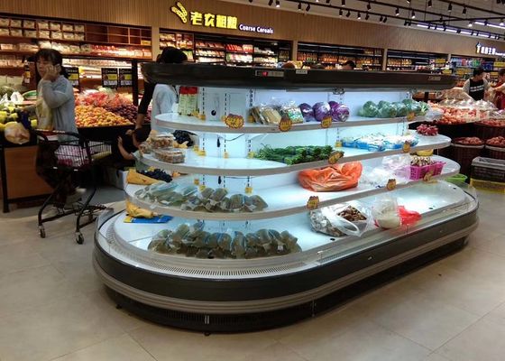 Refrigerador aberto Multideck da exposição da ilha oval semi vertical