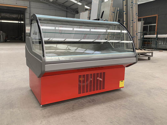 Saque comercial da carne R290 fresca sobre contra 205 litros de R404a