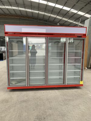 Quatro refrigerador de vidro vermelho da exposição da bebida da porta R290 com compressor de SECOP