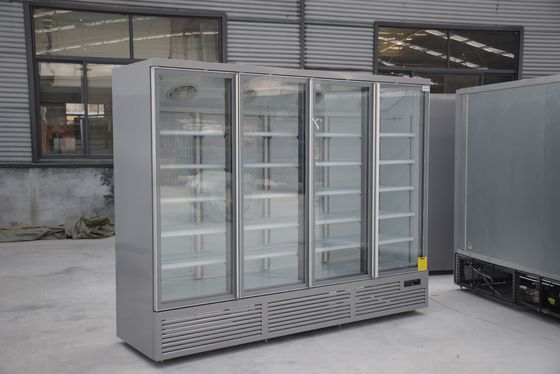 Refrigerador ereto da porta de vidro do supermercado quatro com o termostato de Danfoss Digital