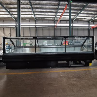 Refrigerar de vidro reto hidráulico do fã da mostra da refrigeração da carne R290