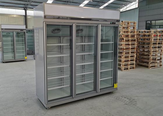 Congelador de refrigerador independente R290 da exposição com as 3 portas de vidro da dobradiça