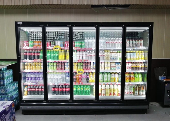 2000L agarram e vão arquivar ajustável do refrigerador ereto da exposição com a porta 5 de vidro