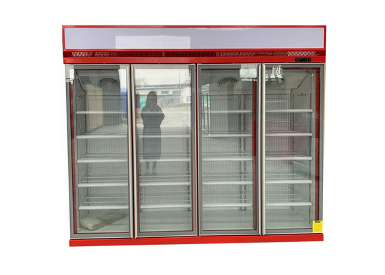 A parte superior montou o refrigerador de vidro da exposição da porta 4 1700 litros de energia eficiente