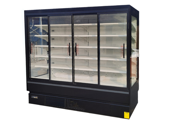 O automóvel R290 degela o armário de MultiDeck com as portas de vidro de deslizamento