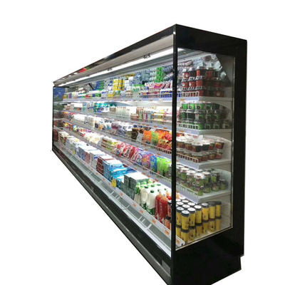Armário refrigerado comercial com lados de vidro completos e luzes montadas laterais