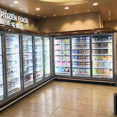 Refrigerador ereto da exposição do supermercado com duas portas