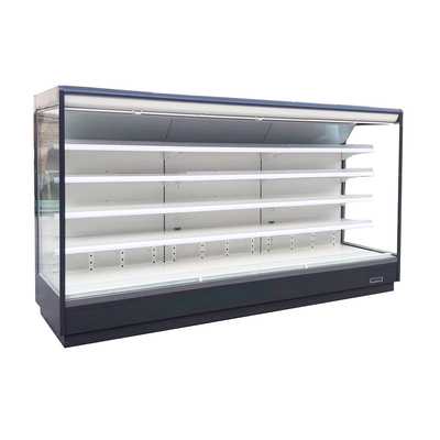 Supermercado comercial mostra refrigerada com luzes brilhantes do diodo emissor de luz para cada prateleira & parte superior para frutas e legumes