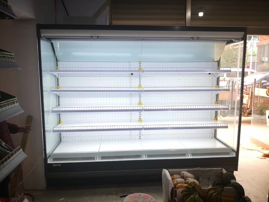 Exposição aberta de poupança de energia armário refrigerado para o supermercado com a válvula da expansão de Danfoss para produtos láteos
