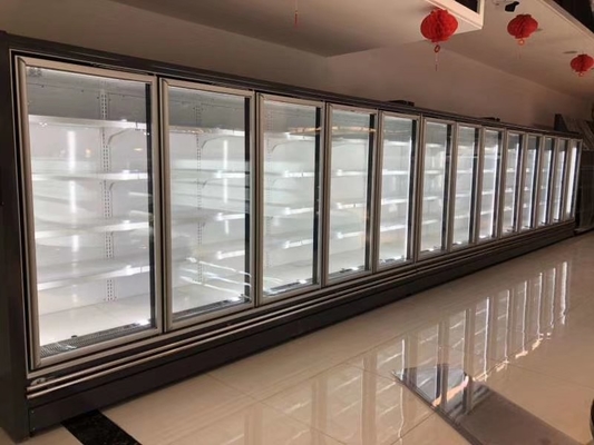 Multideck personalizado 2 portas de vidro indica o armário refrigerado com as portas de vidro vitrificadas triplas Frameless da Anti-névoa