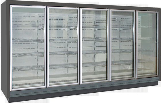 Refrigerador fronteado ereto comercial de Multideck com o Endpanels contínuo para a exposição congelada supermercado dos alimentos