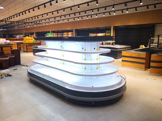 A exposição aberta circular de Multideck refrigerou o armário para produtos láteos/carne