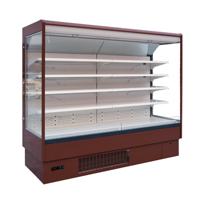 Exposição aberta armário refrigerado com economia de energia brilhante das luzes do diodo emissor de luz