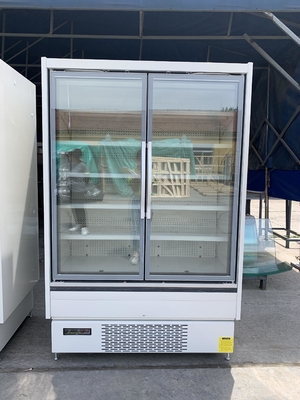 Multideck personalizado 2 portas de vidro indica o armário refrigerado com as portas de vidro vitrificadas triplas Frameless da Anti-névoa