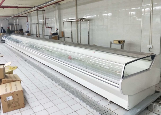 Carne aberta refrigerando de Front Curved Glass For Fresh do refrigerador do supermercado do fã