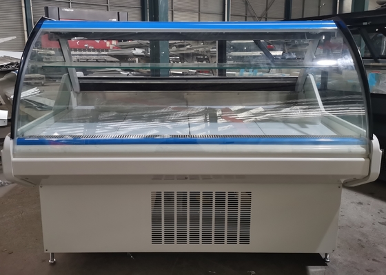 Carniceiro horizontal Refrigerated Display Fridge com a prateleira de vidro ambiental intermediária para a carne fresca