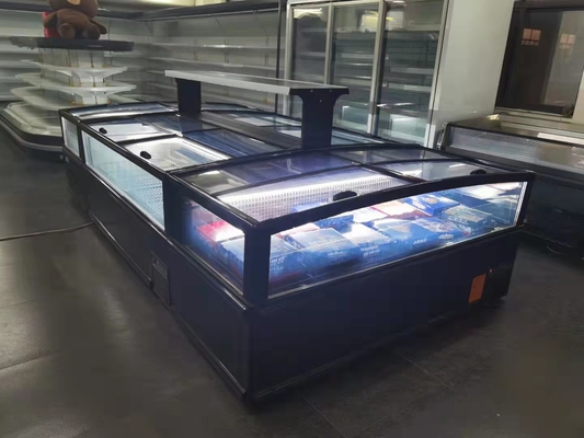 Congelador comercial de alta qualidade da caixa com luzes internas do diodo emissor de luz com interruptores separados para alimentos congelados